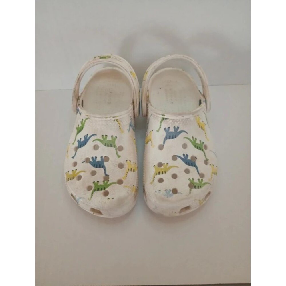 Size 11 11C Toddlers Dinosaur White Dino Classic Crocs Water Shoes Clogs